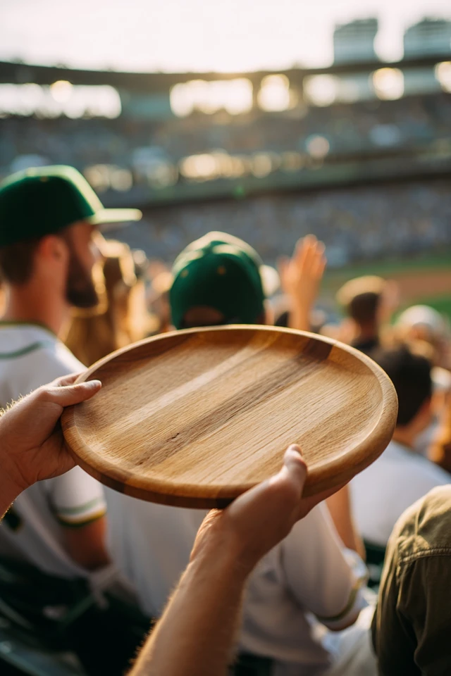 Baseball Game Cinematic Shot Empty Serving Board Fans