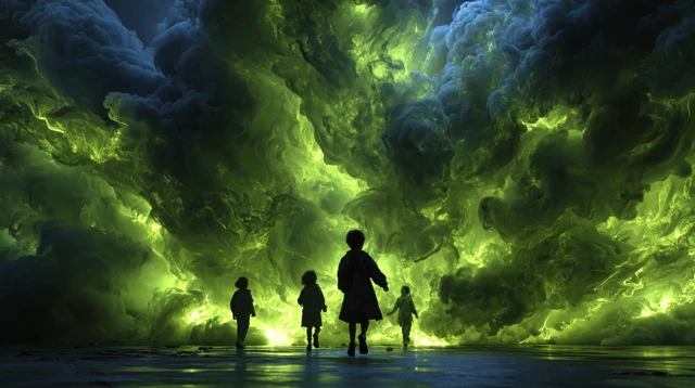 Futuristic Journey: Children Walk into the Future