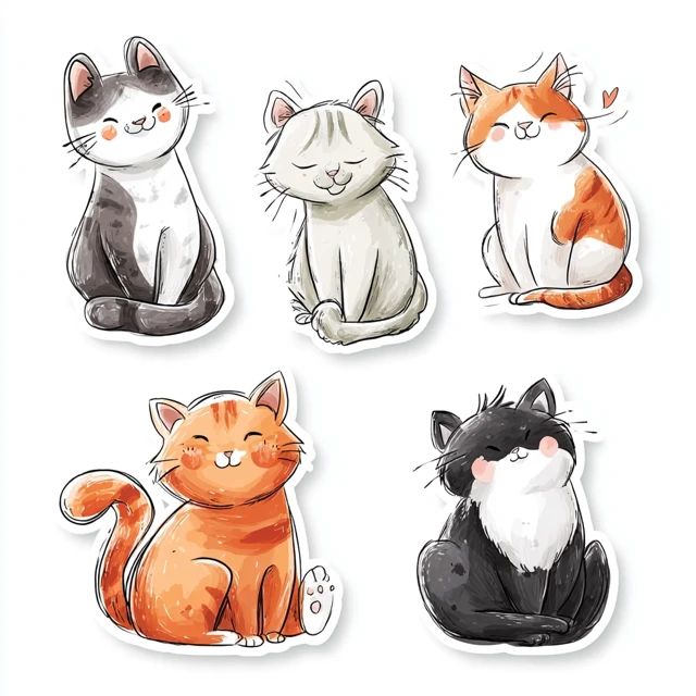Cute Kitty Stickers for Telegram - Modern Design