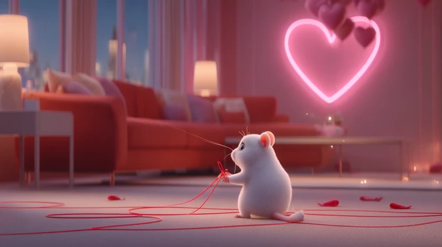 Valentines Day Pet Scene Cozy Interior Romantic Moment