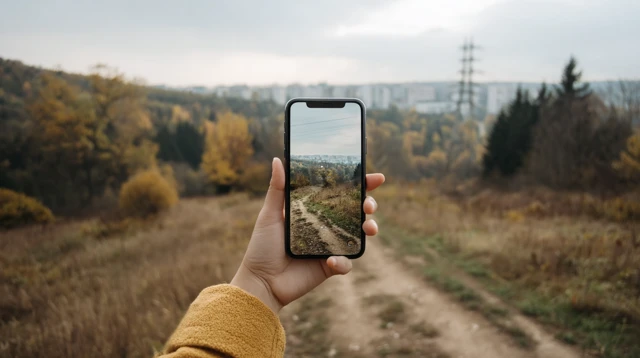 iPhone in Hand Capturing Cityscape Photography