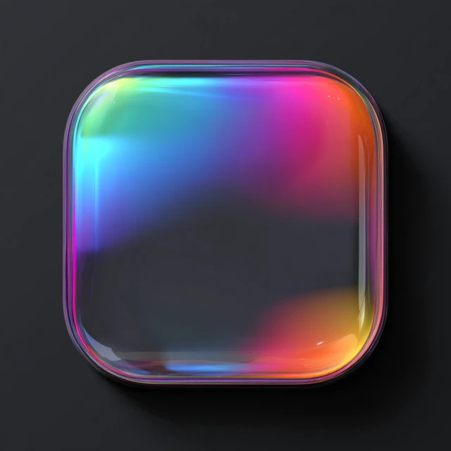 Iridescent Translucent Square on Black 3D Render