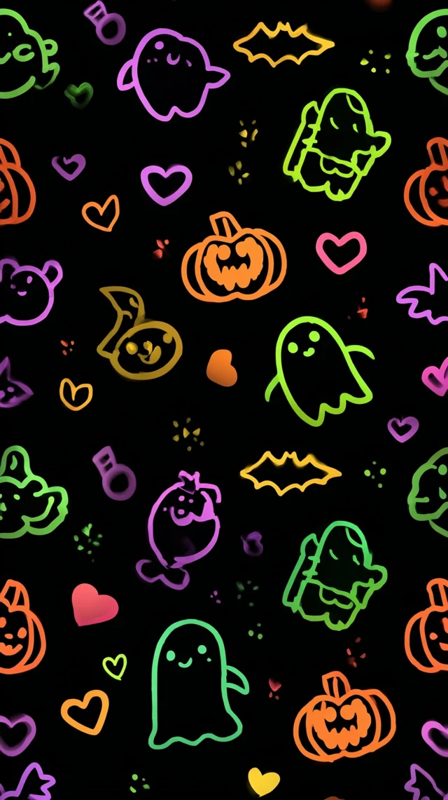 Cute Halloween Symbols Wallpaper Design