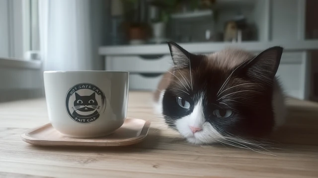 Sleepy Cat with Tea Cozy Scandinavian Room