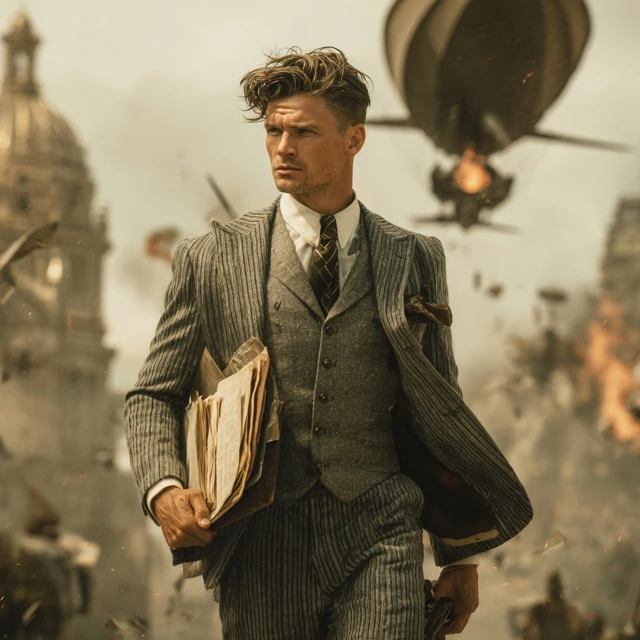 Steampunk Revolution A Handsome Man in a Gray Suit