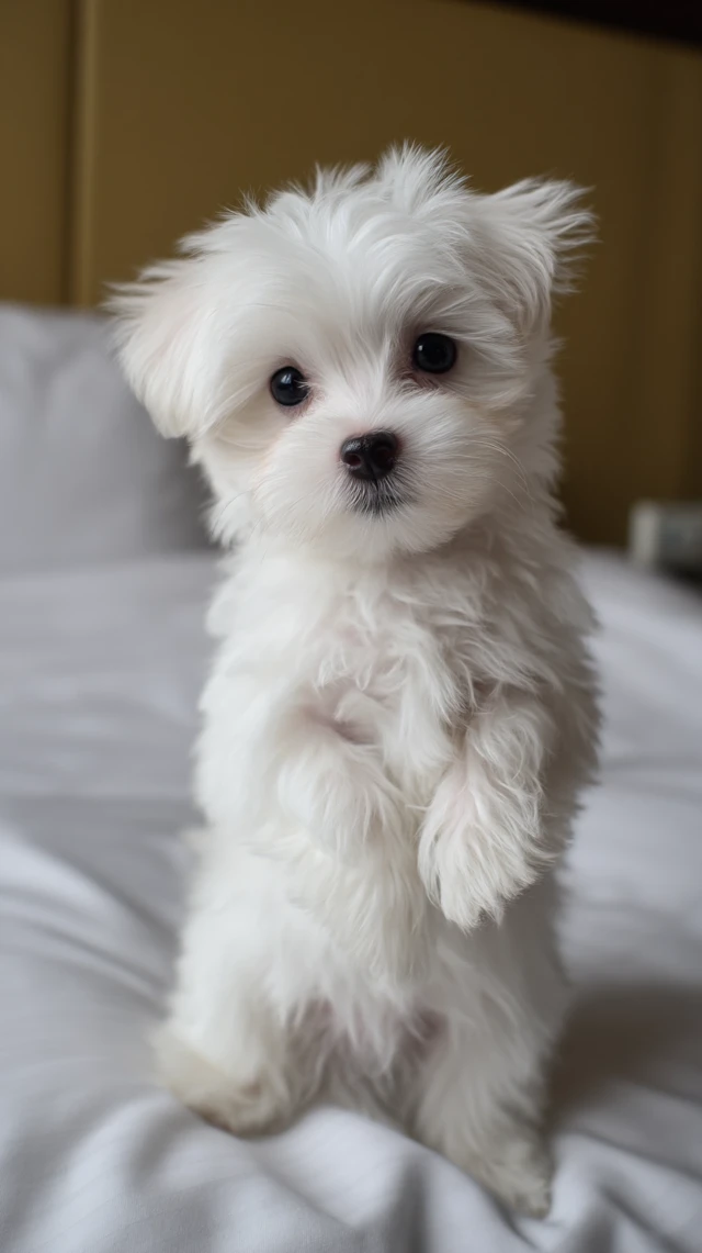 Cute Maltese Puppy Sitting Pretty