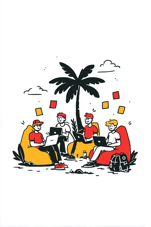 Coworking Space Illustration Digital Nomads Working