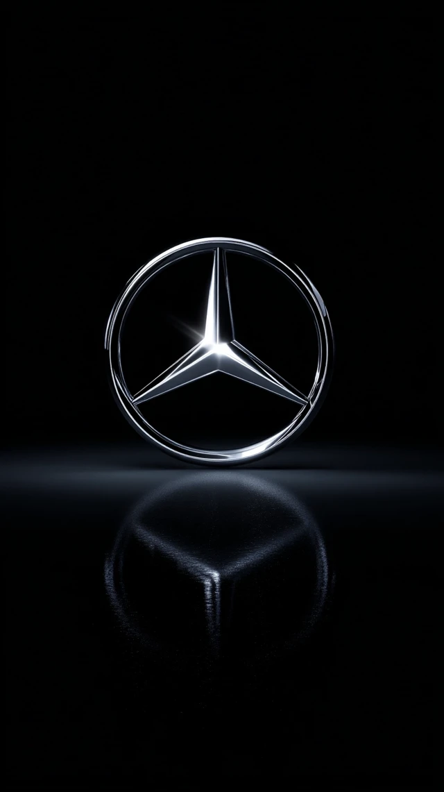 Mercedes-Benz Logo - Chrome on Black