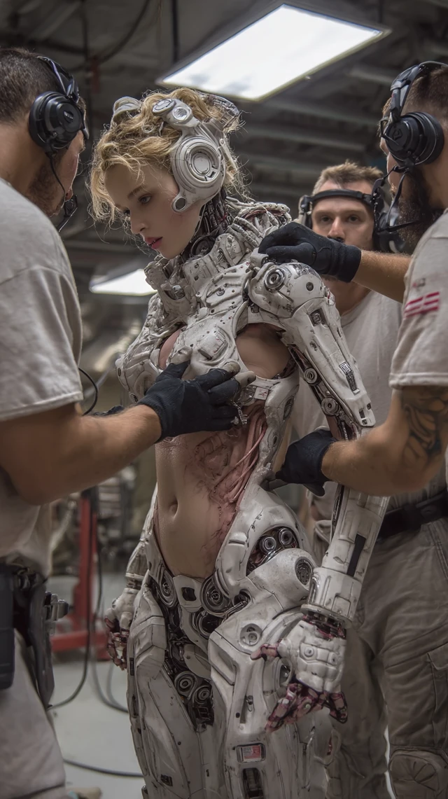 Building a Humanoid Robot Cyborg Futuristic Workshop