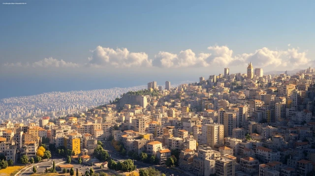 Lebanese City Pixar Style Aerial View