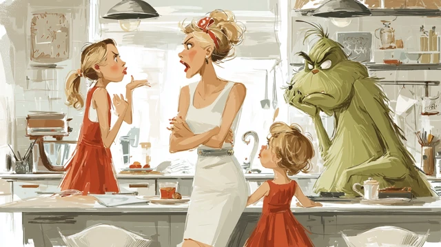 Family Argument in Kitchen with Grinch Spy