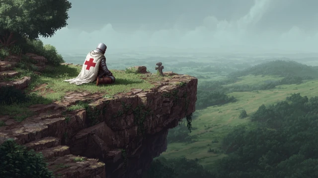 Weary Templar Knight Pixel Art Illustration
