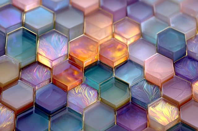 Holographic Hexagon Lattice Vaporwave Aesthetic