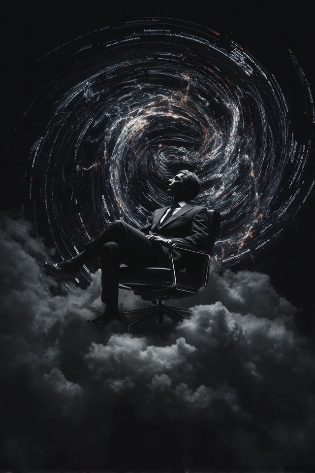 Man in Wheelchair with Cloud Eye Surreal Art