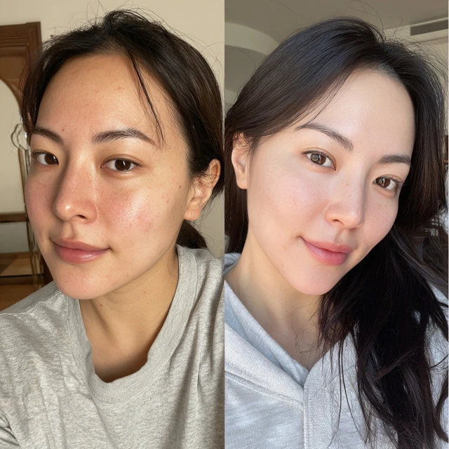 Skin Transformation Before and After Makeup Korean Woman