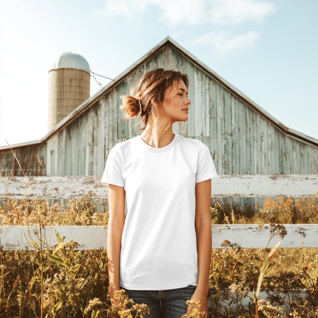 Womens Blank Tee Mockup Barn Farm Countryside