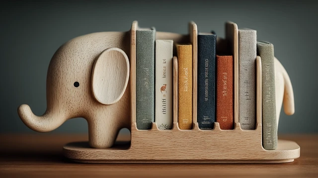 Elephant Bookshelf for Kids Wooden Desk Organizer
