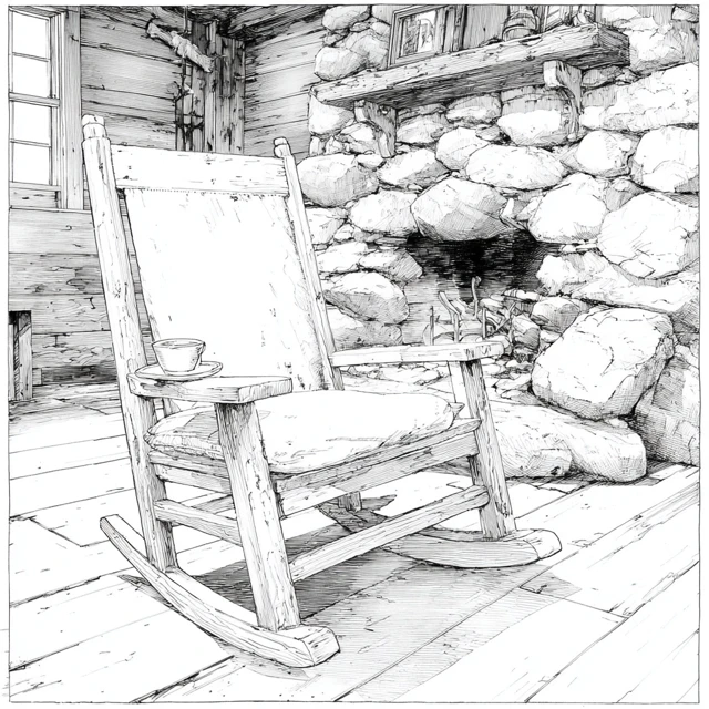 Cozy Fireplace Scene Pencil Drawing