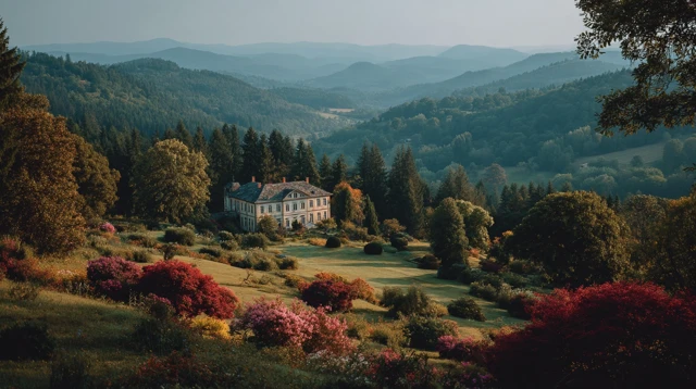 Serene Landscape with a House Peaceful and Beautiful