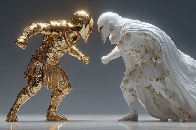 Gold and White Warriors SciFi Battle