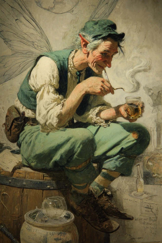 Absinthe The Green Fairy by Norman Rockwell Artwork