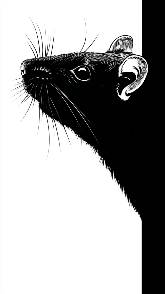 Black Silhouette Rat Head Illustration