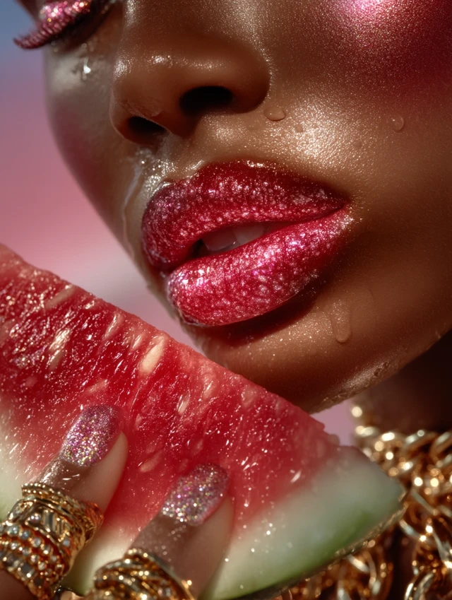 High Fashion Beauty: Model with Watermelon