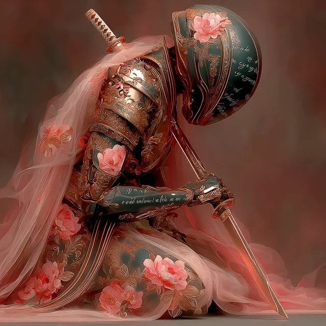 Robot Samurai with Glowing Katana Art