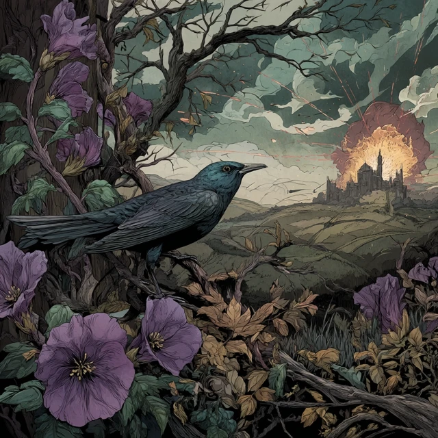 Gothic Nightingale Illustration Dark Fairytale
