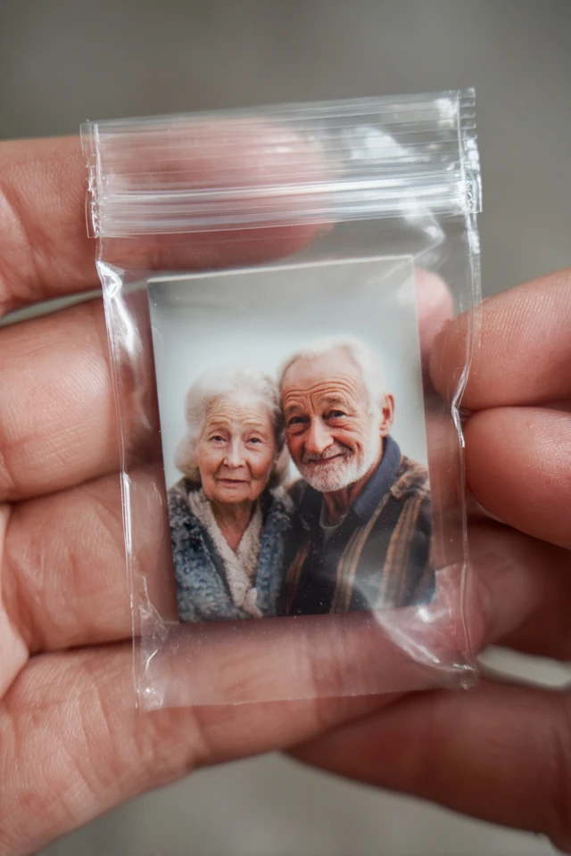 Elderly Couple Photo in Ziplock Bag Close Up