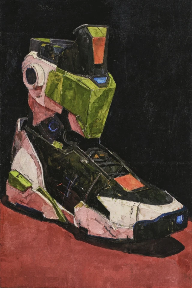 Retro Futuristic Sneaker 1980s Print Ad
