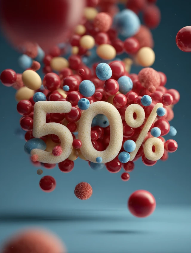 Floating 50 Percent Foodstuff Illustration