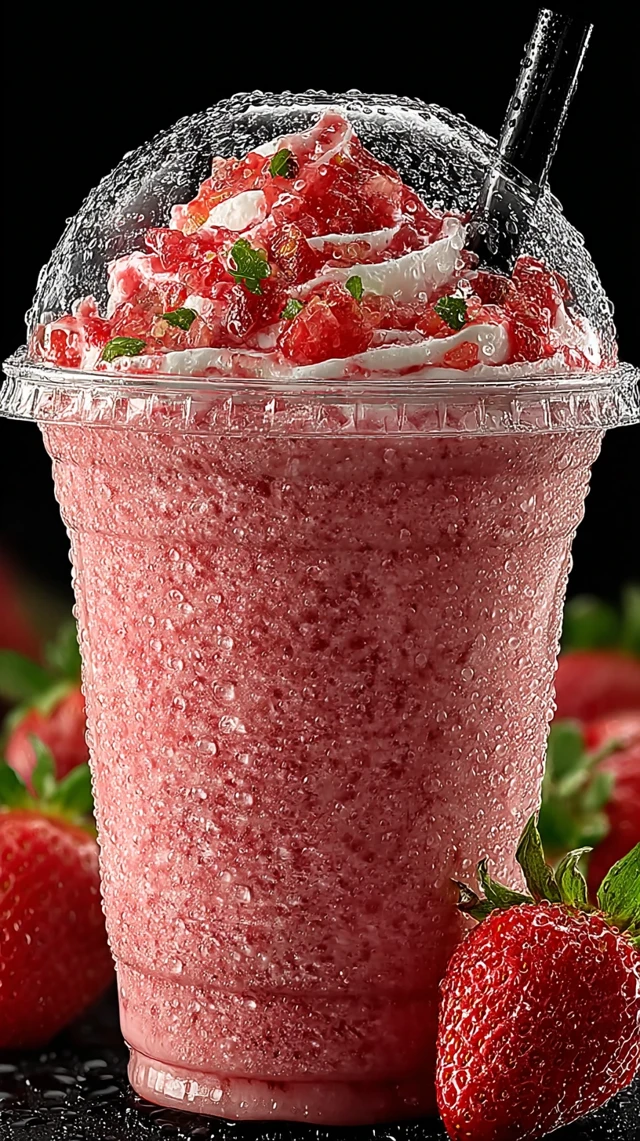 Refreshing Strawberry Milkshake Closeup