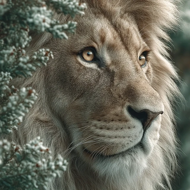 Majestic Lion Portrait Black and White