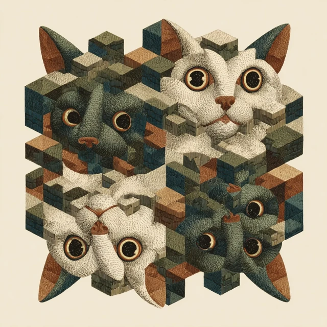 Escher Cat Illusion Art