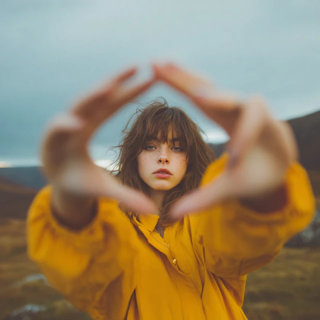 Girl Framing a Shot for a Photoshoot