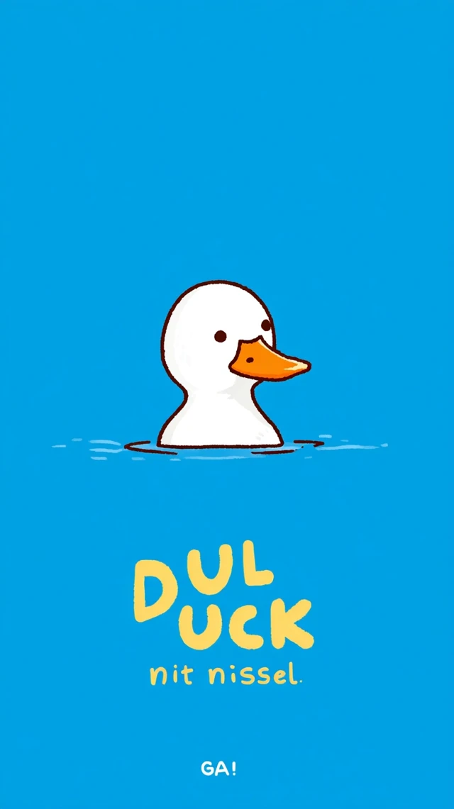 Cute Duck Cartoon Illustration Blue Background