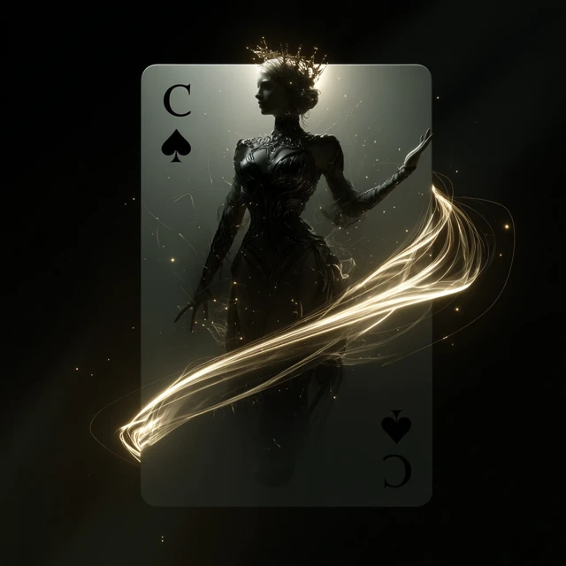 Black Queen Playing Card Illustration Dramatic Lighting