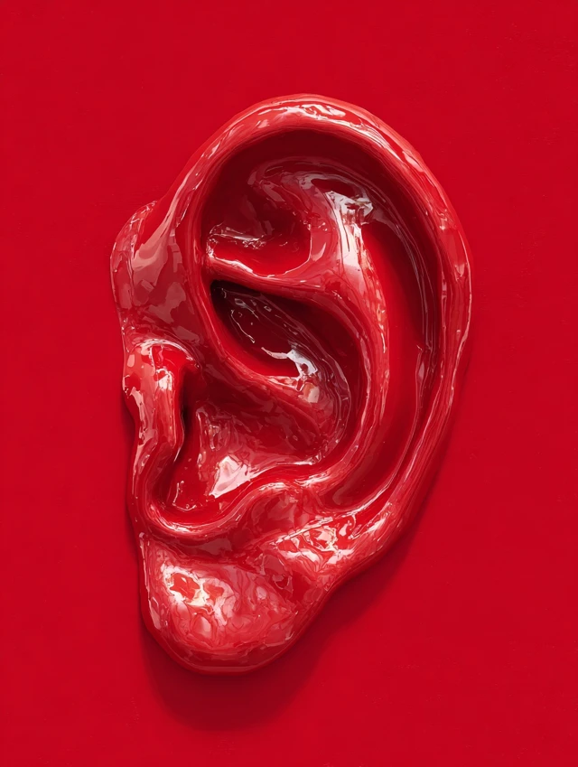Elegant Red Ear Glossy Texture Art