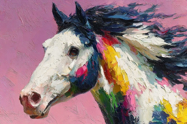 Abstract Horse Running Oil Painting