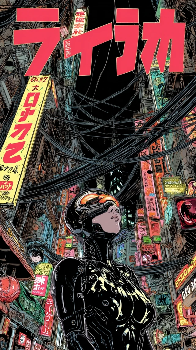Cyberpunk Girl in Neo Tokyo Katsuhiro Otomo Style