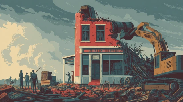 Art Deco Propaganda Small Business Demolition