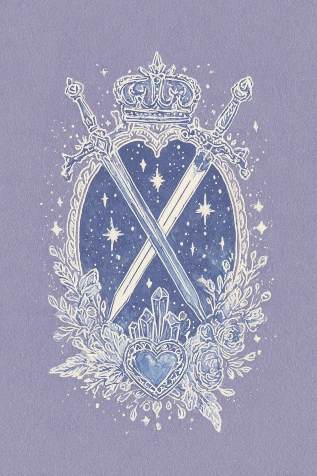 Tarot Card Illustration Swords Crown Heart