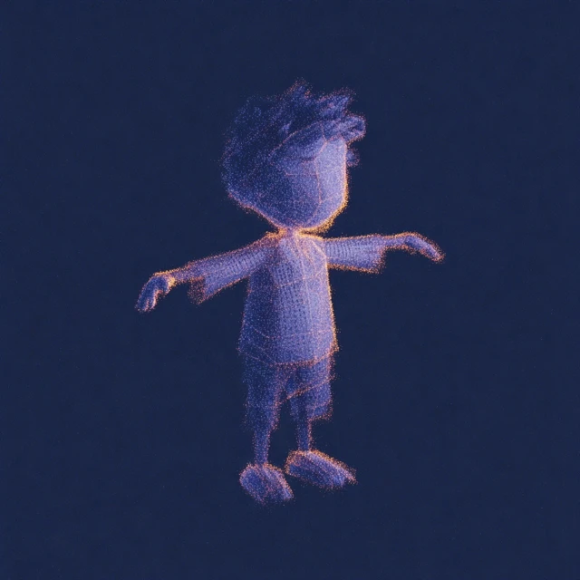 3D Character in T Pose Front View