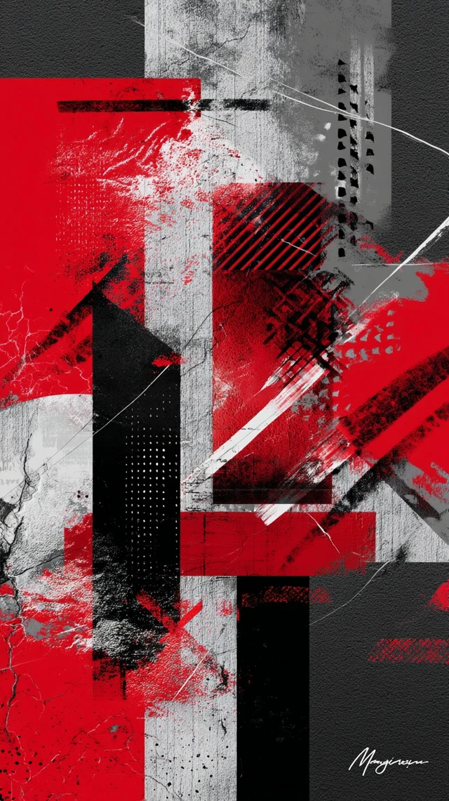 Abstract Red Black Grunge Art