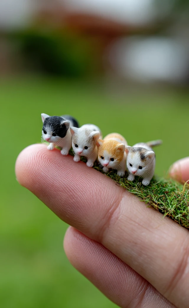 Miniature Kittens on a Finger Adorable Cat Photography