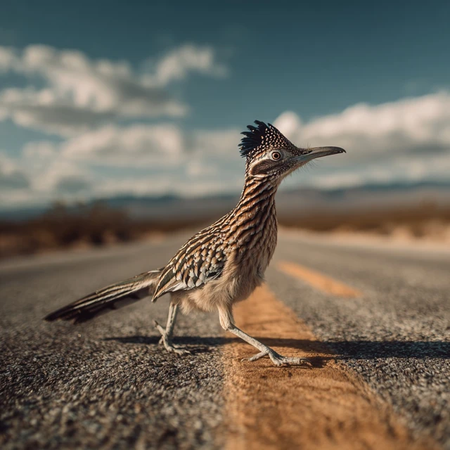 Roadrunner Crossing Desert Highway Real Image