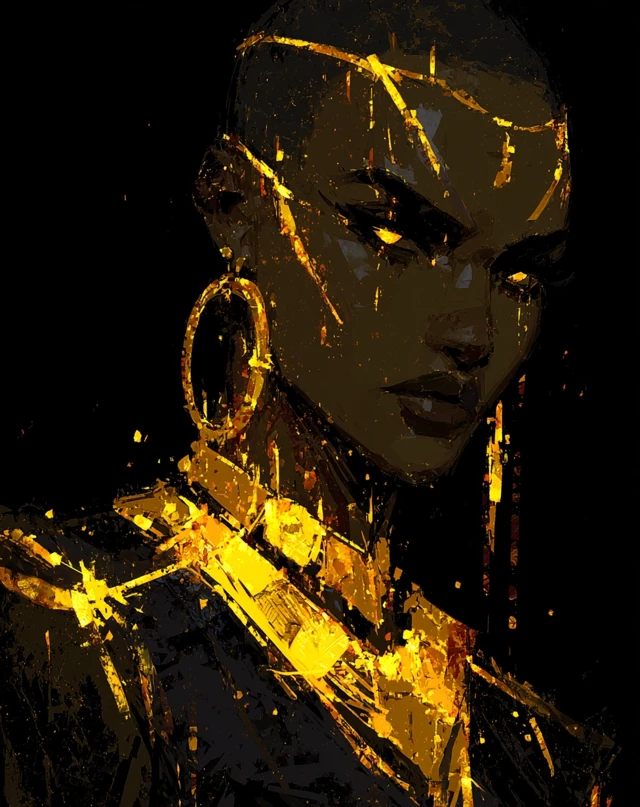 Golden Glow Portrait of a Black Woman Art