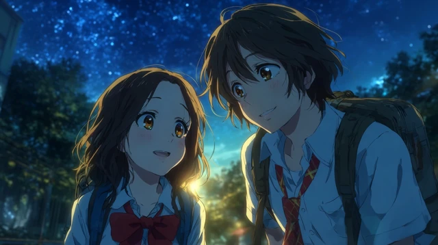 Anime College Couple Romantic Scene