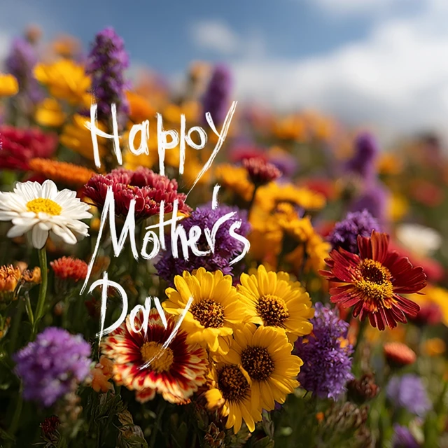 Happy Mothers Day: Colorful Flower Field